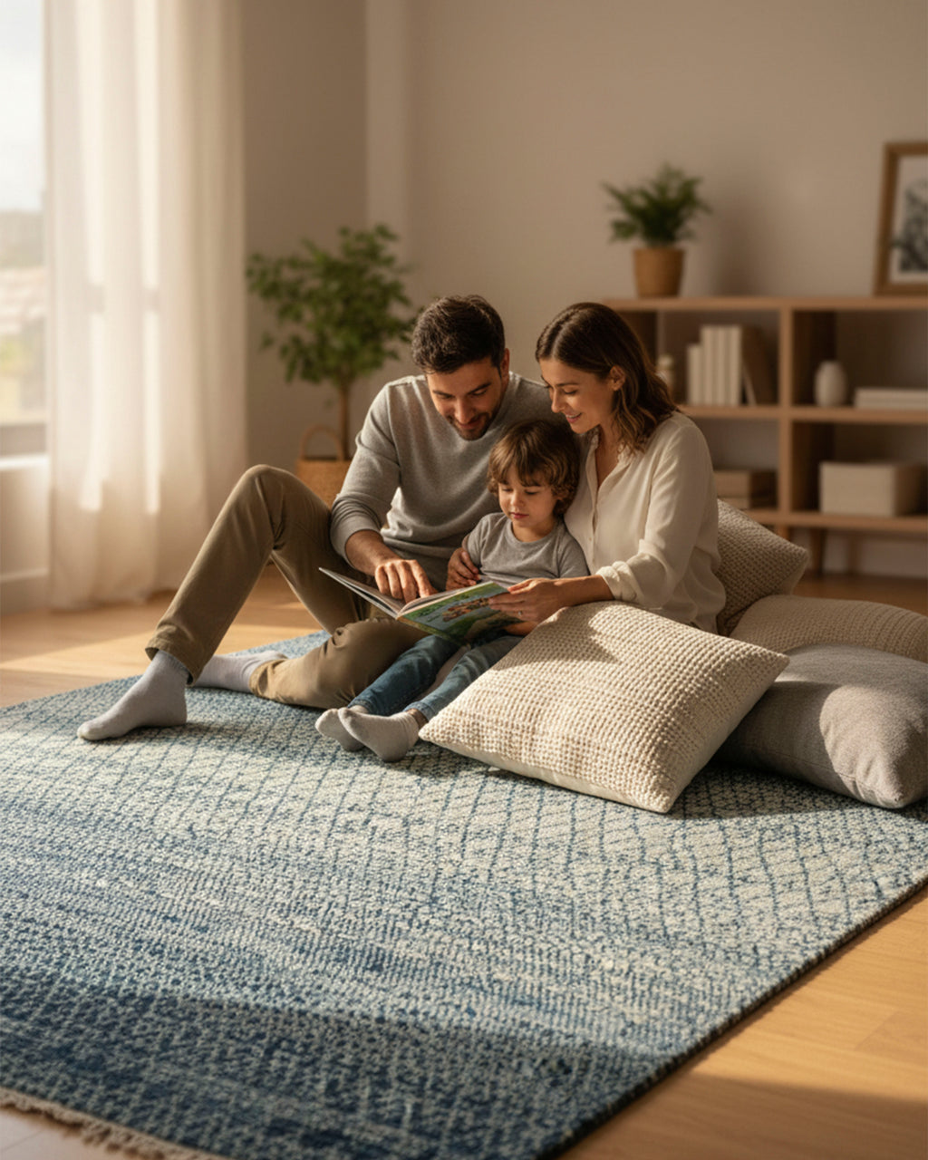 Denim blue Indo Savannah Soft Wool Rug
