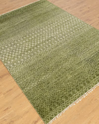 Green Bedroom Area Geometric Rug