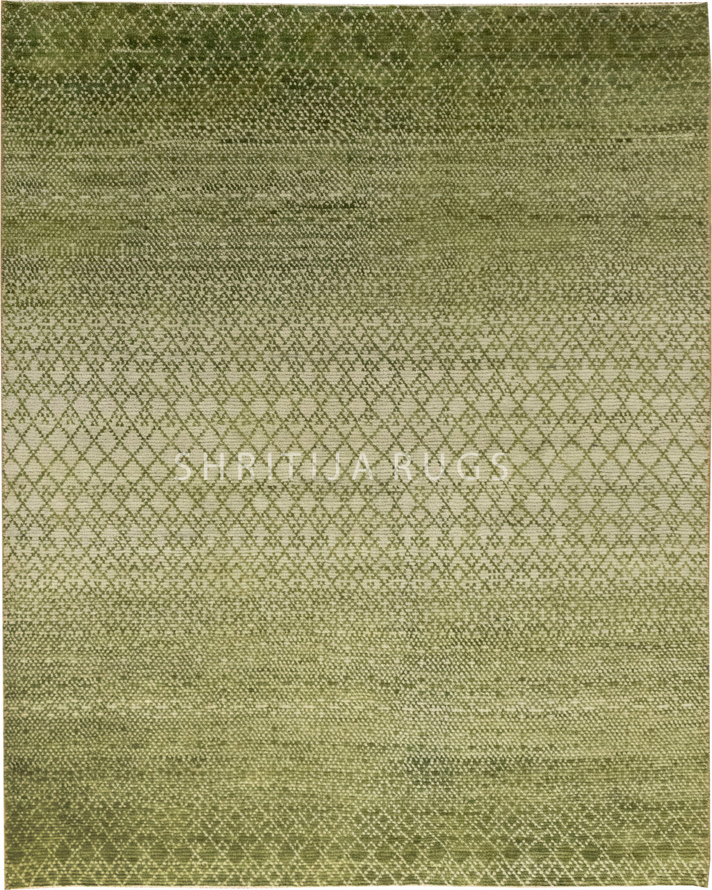 Green Bedroom Area Geometric Rug