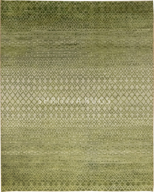 Green Bedroom Area Geometric Rug