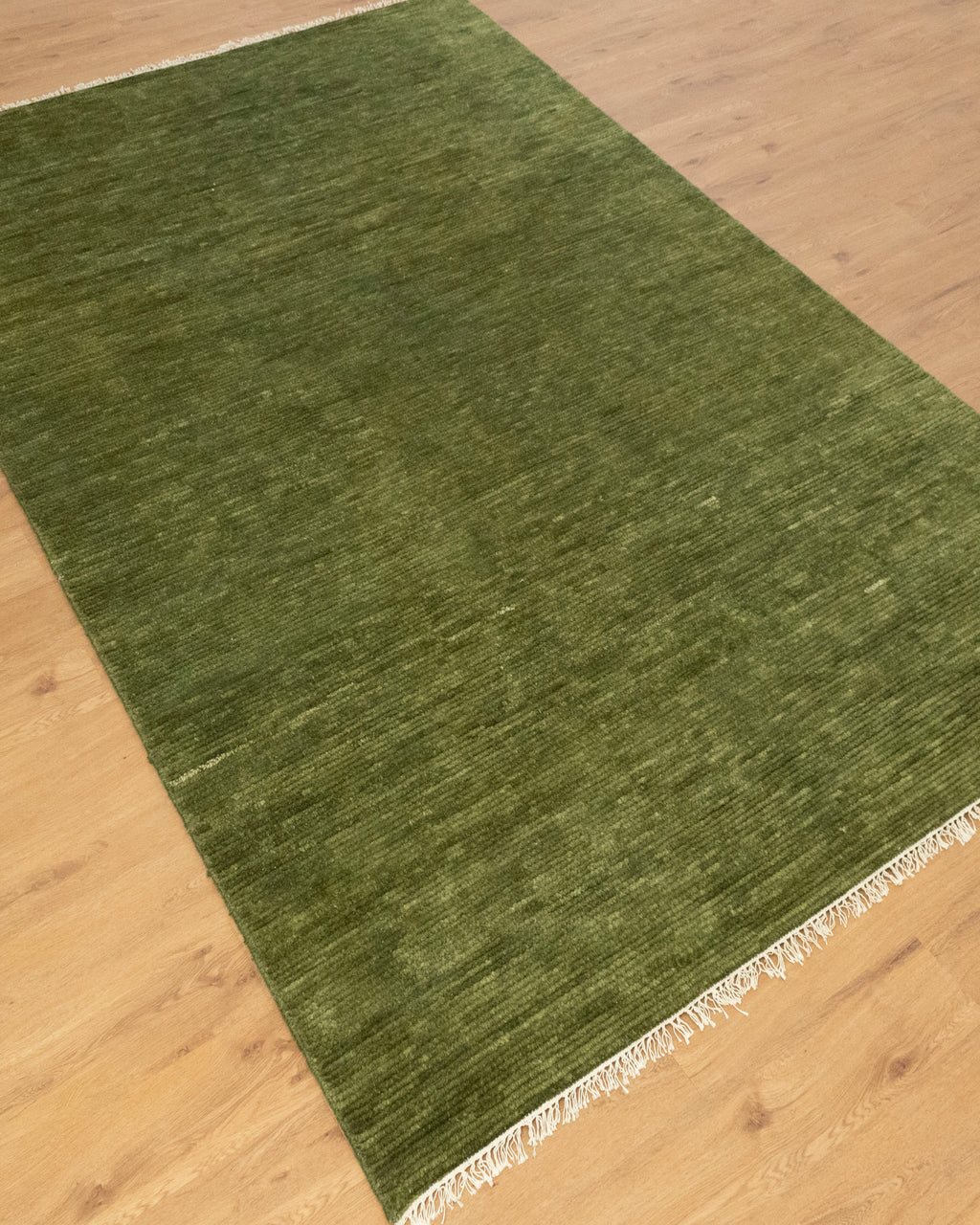 Solid Green Plane Hand Knotted wool Rug