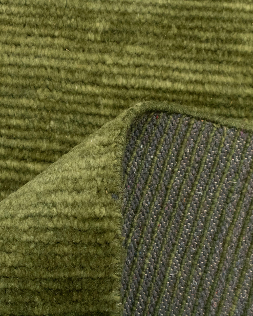 Solid Green Plane Hand Knotted wool Rug