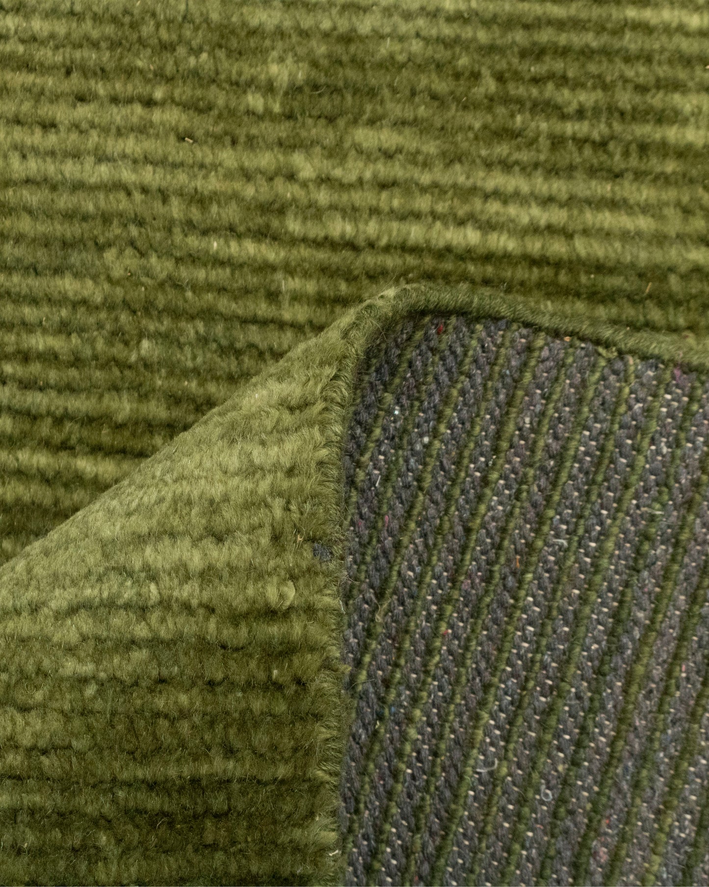 Solid Green Plane Hand Knotted wool Rug