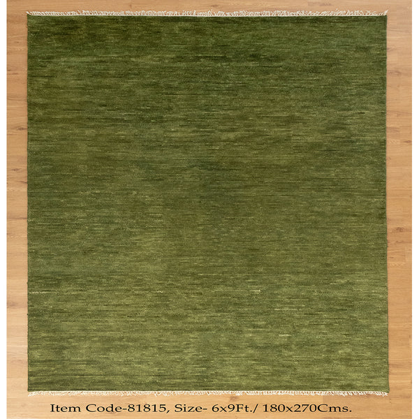 Solid Green Plane Hand Knotted wool Rug