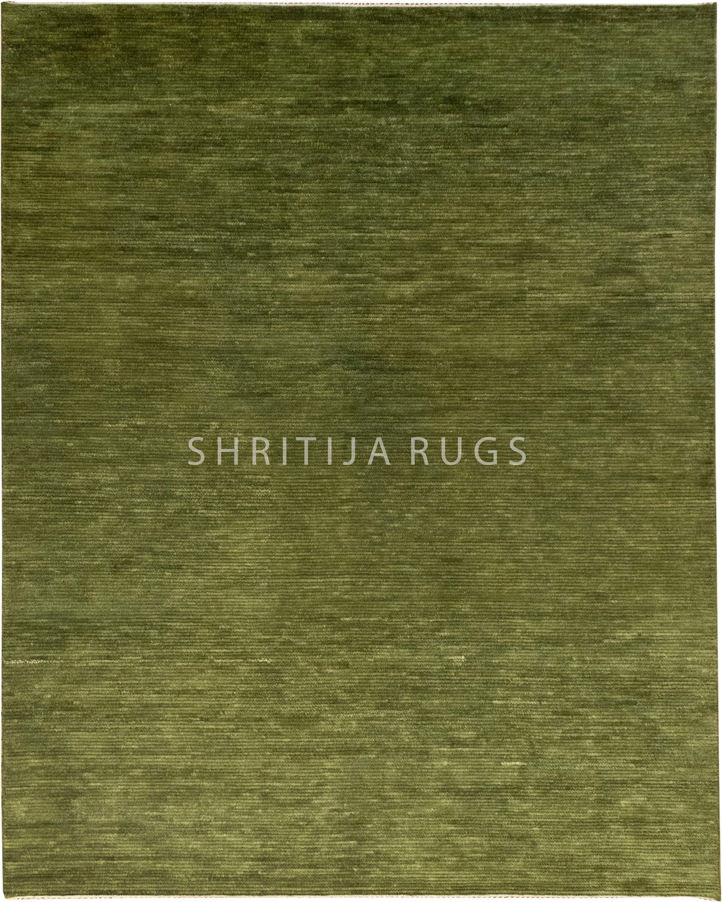 Solid Green Plane Hand Knotted wool Rug