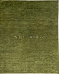 Solid Green Plane Hand Knotted wool Rug