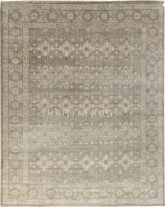 Taupe Floral Gray Trbal Turkish Muted Look Rug