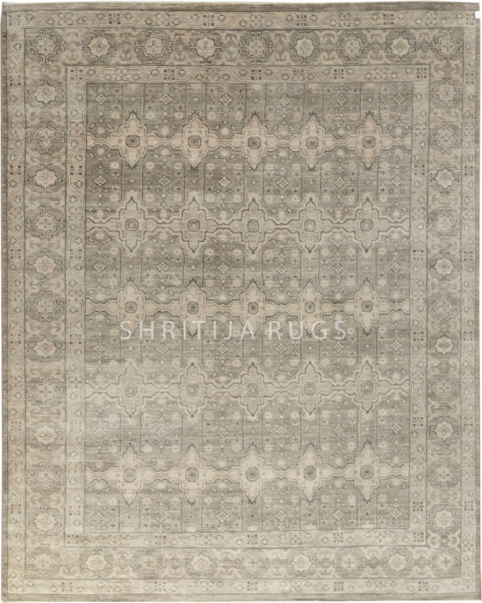 Taupe Floral Gray Trbal Turkish Muted Look Rug