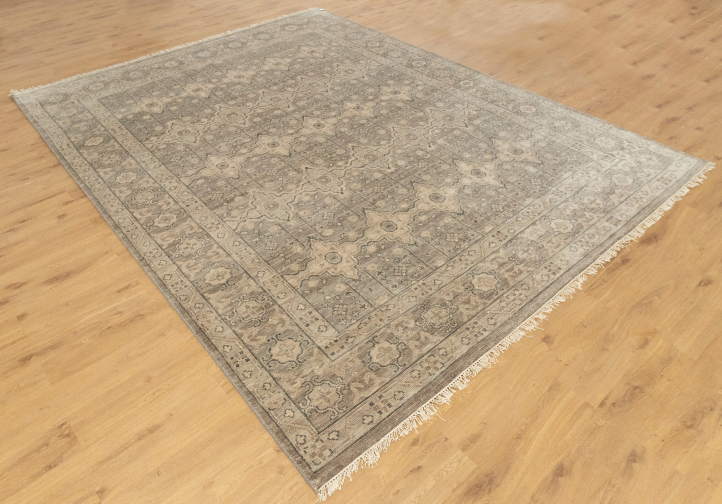 Taupe Floral Gray Oushak Turkish Muted Look Rug