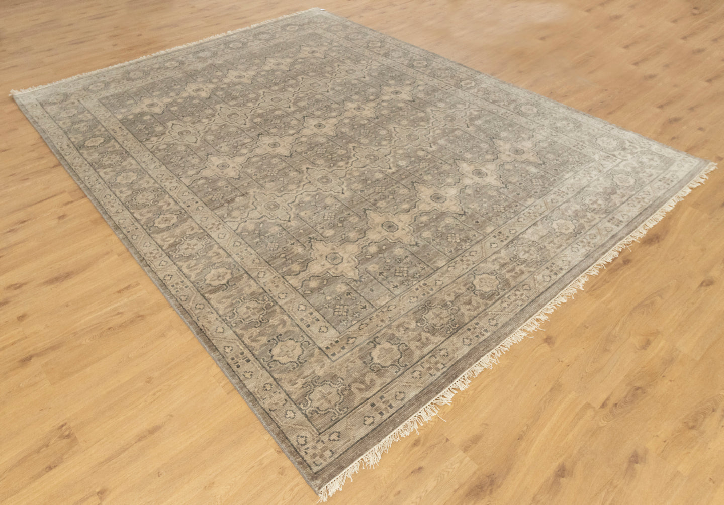 Taupe Floral Gray Oushak Turkish Muted Look Rug