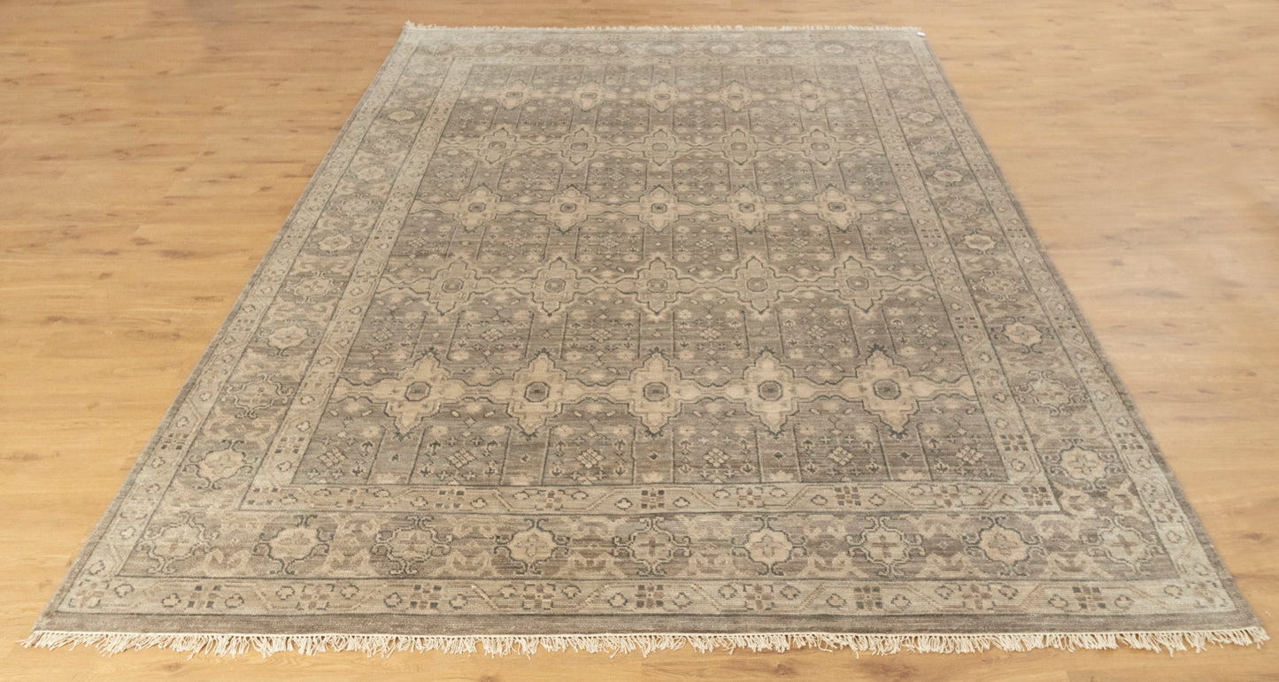 Taupe Floral Gray Trbal Turkish Muted Look Rug