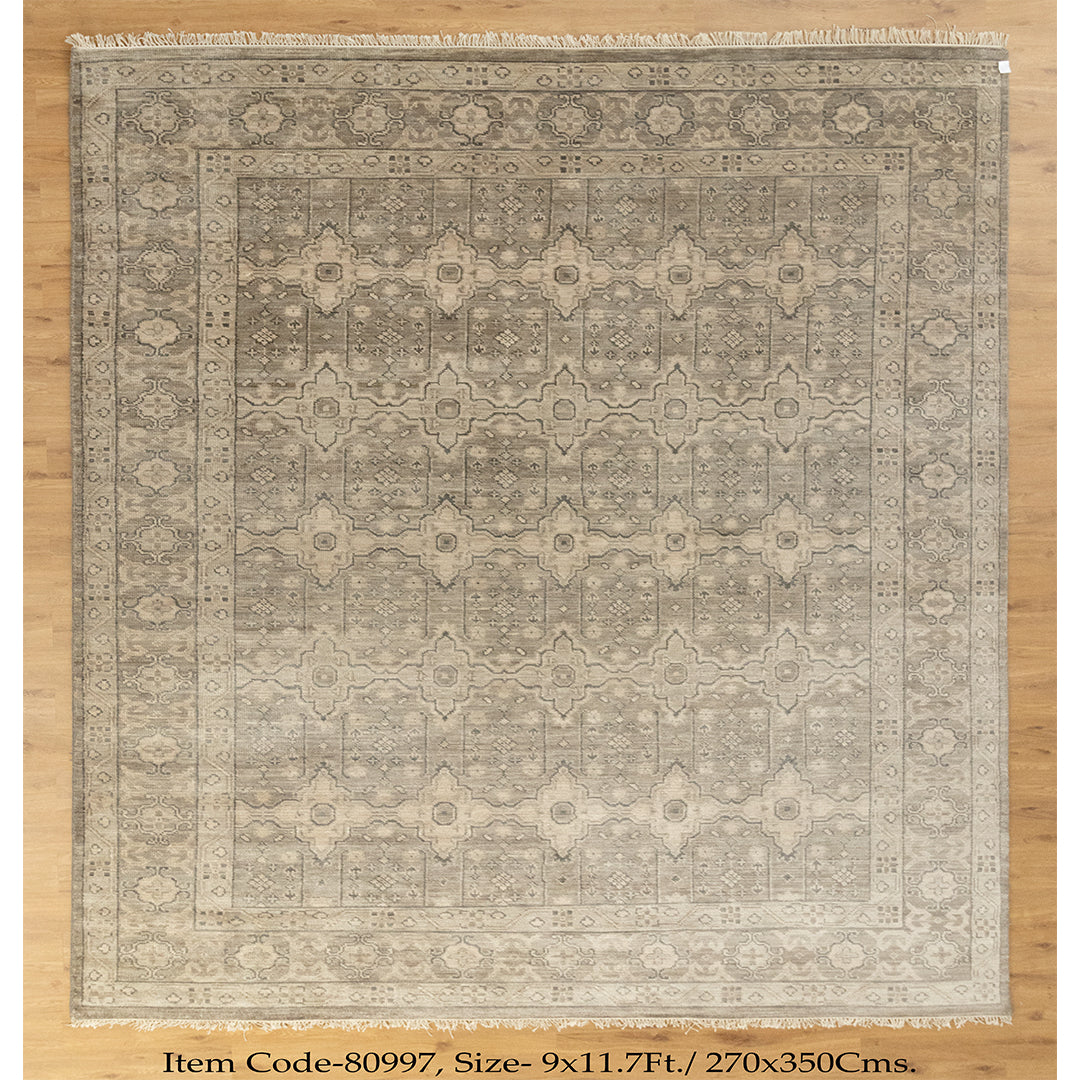 Taupe Floral Gray Oushak Turkish Muted Look Rug