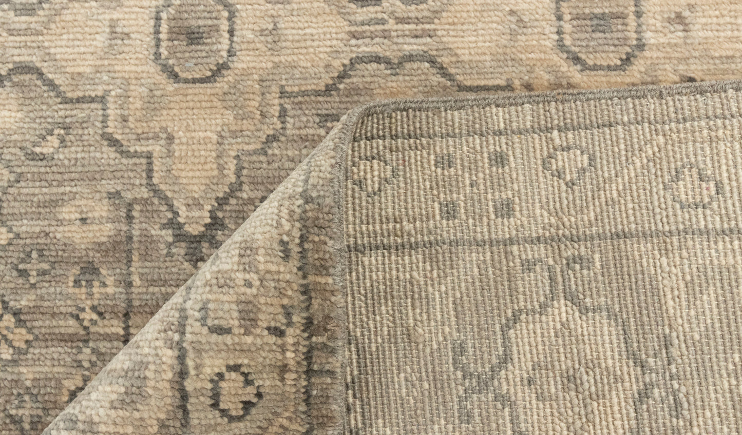 Taupe Floral Gray Trbal Turkish Muted Look Rug