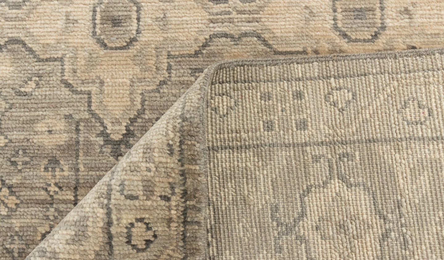 Taupe Floral Gray Oushak Turkish Muted Look Rug