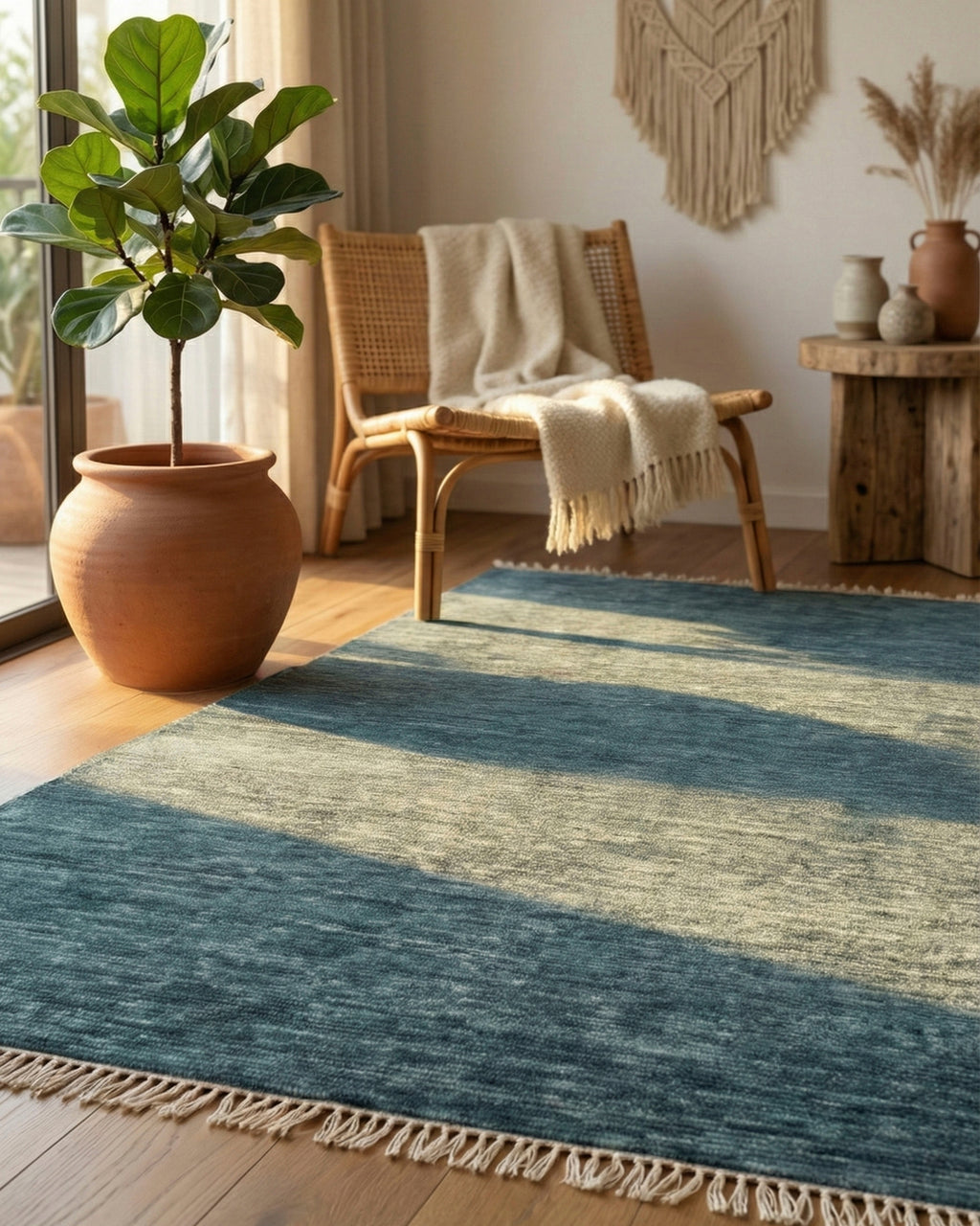 Bedroom Solid Gray Hand Knotted wool Rug