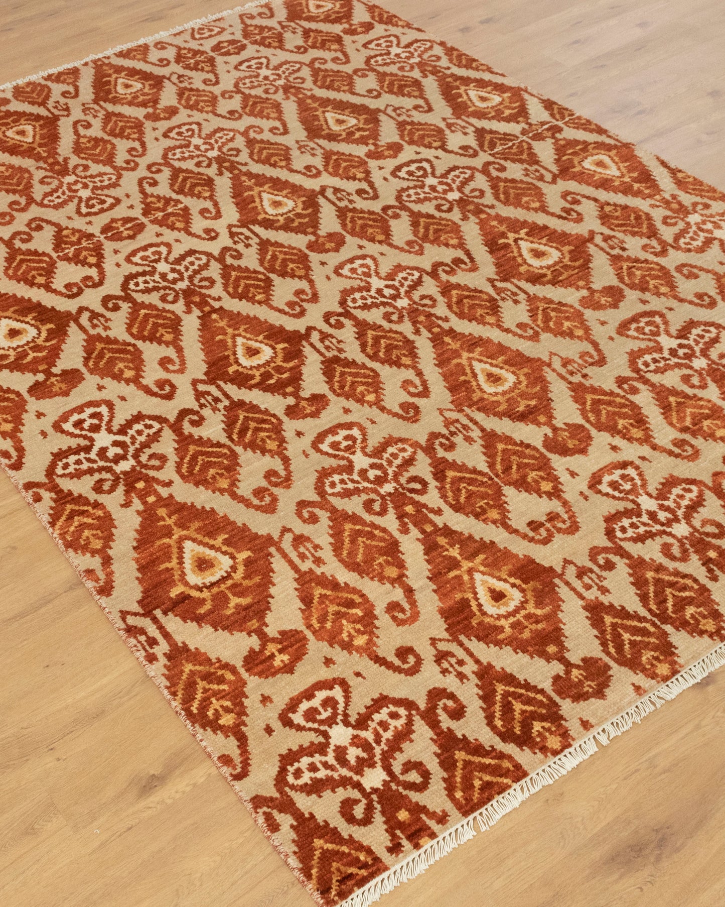 Ella Red Beige Hand Knotted Rug