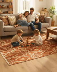 Ella Red Beige Hand Knotted Rug