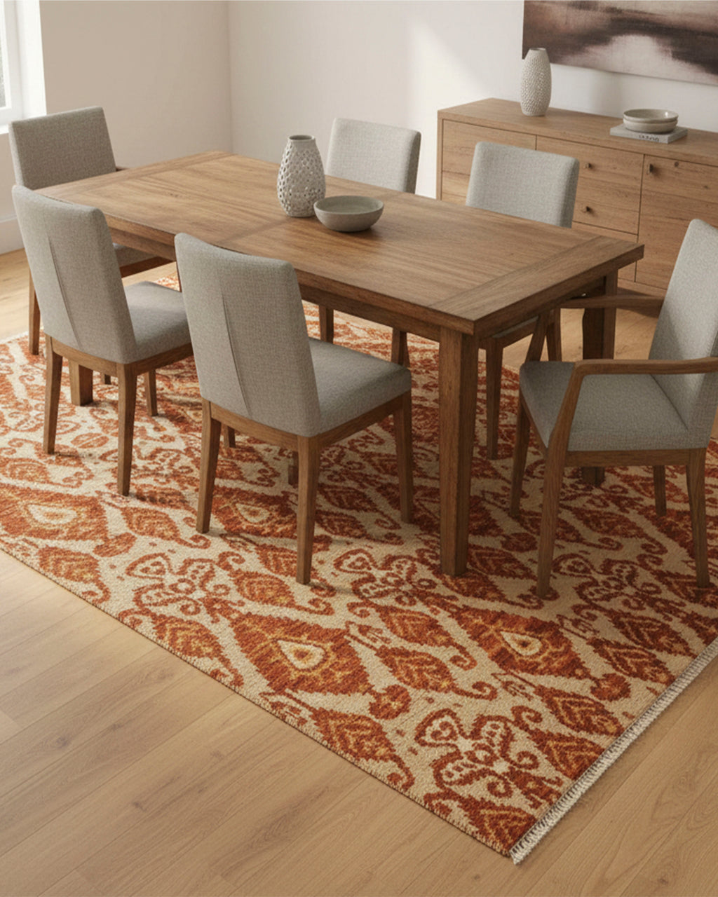 Ella Red Beige Hand Knotted Rug