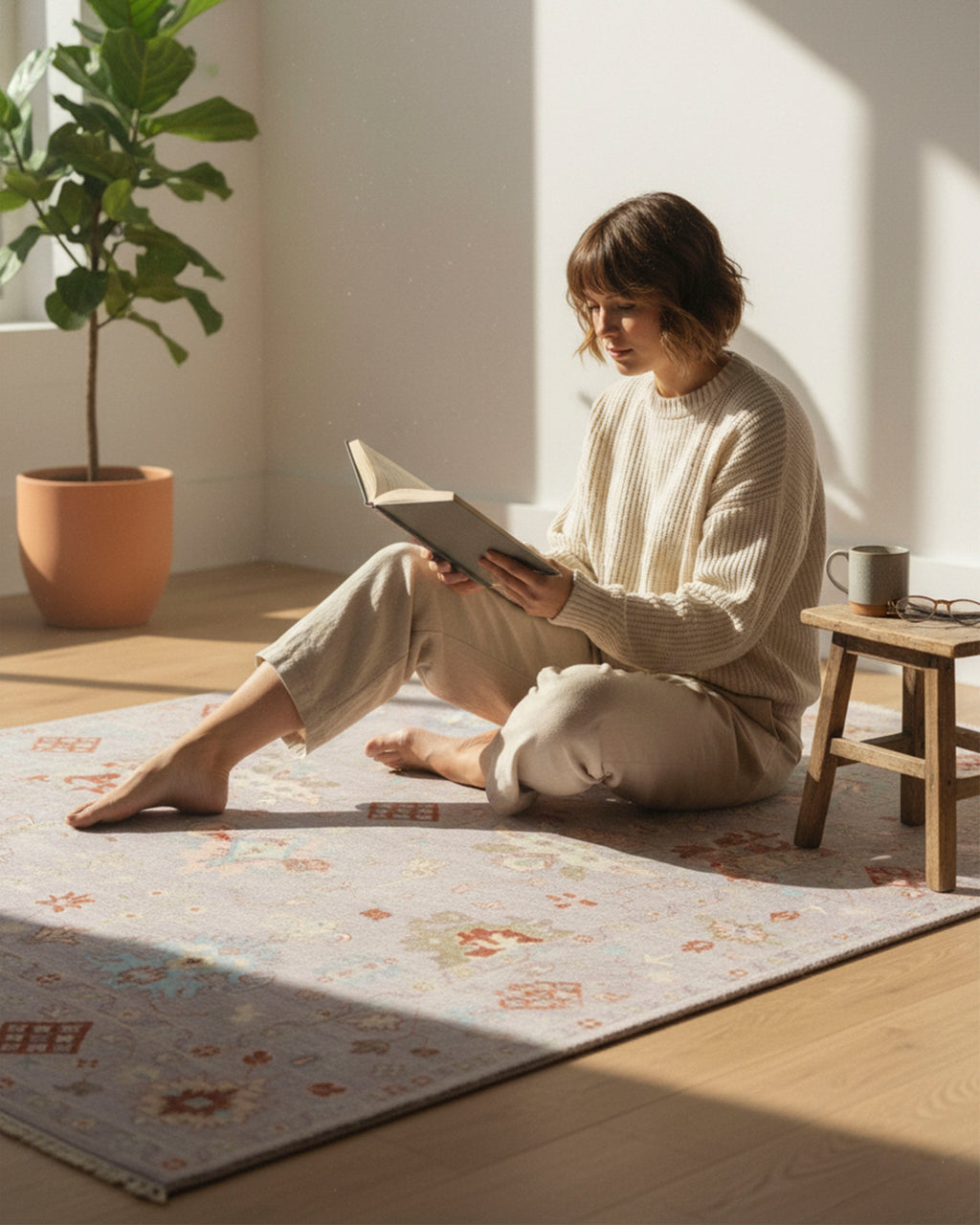 Luxurious Hand-Knotted Oushak Rug: Comfort Meets Style