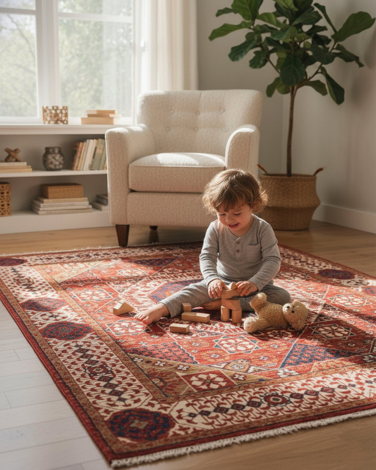 Luxurious Hand-Knotted Mamluk Rug for Chic Interiors