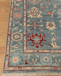 Artisan-Made Hand-Knotted Oushak Rug for Cozy Living Rooms
