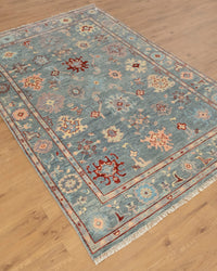 Artisan-Made Hand-Knotted Oushak Rug for Cozy Living Rooms