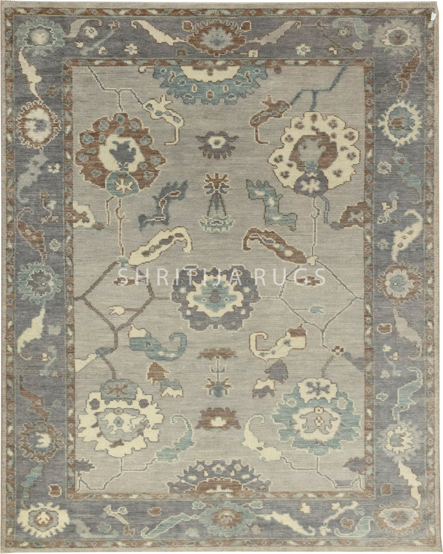 Paisley Hand-Knotted Oushak Rug: The Perfect Centerpiece for Your Room