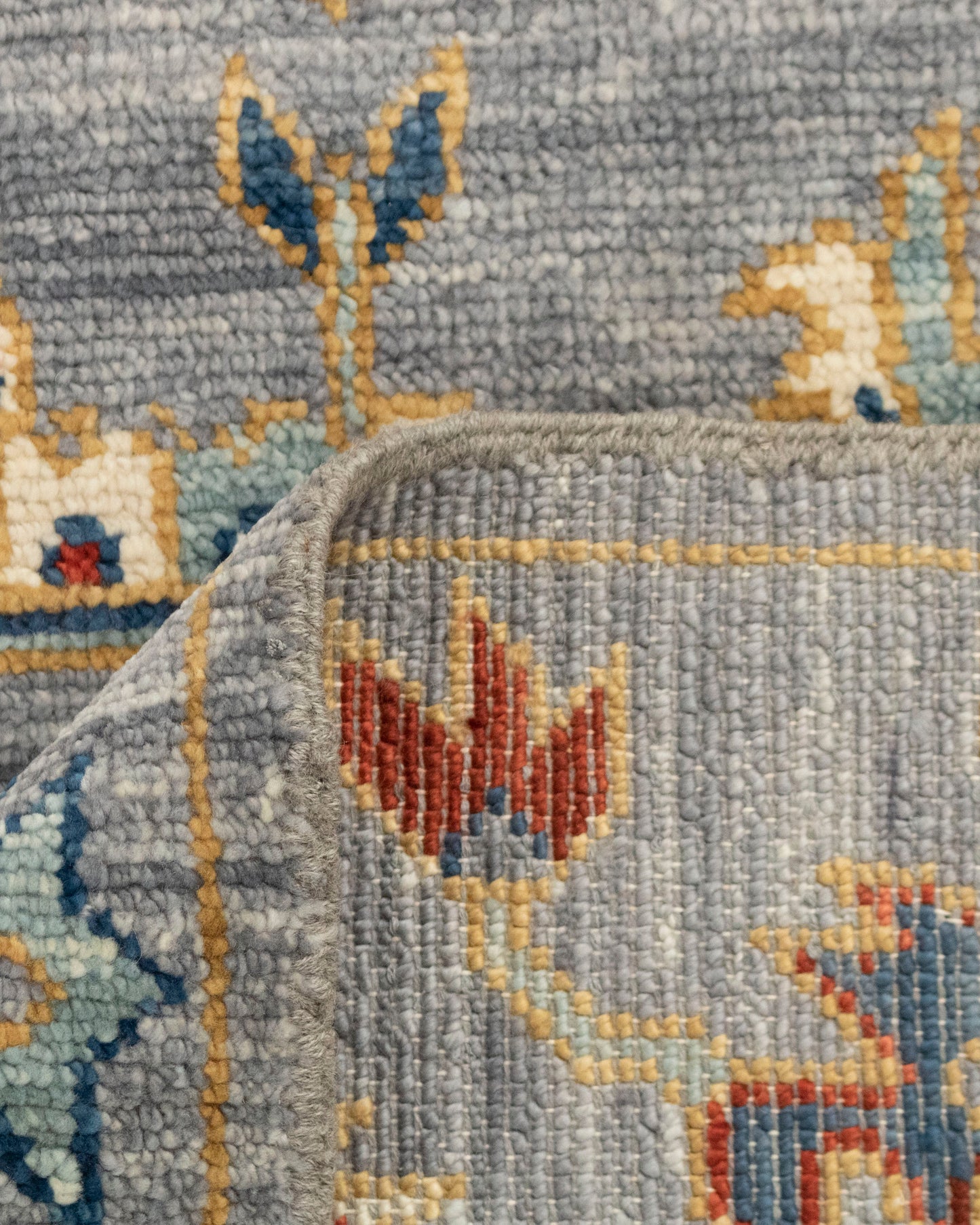 Grey Hand knotted Antique Look Mahal Design