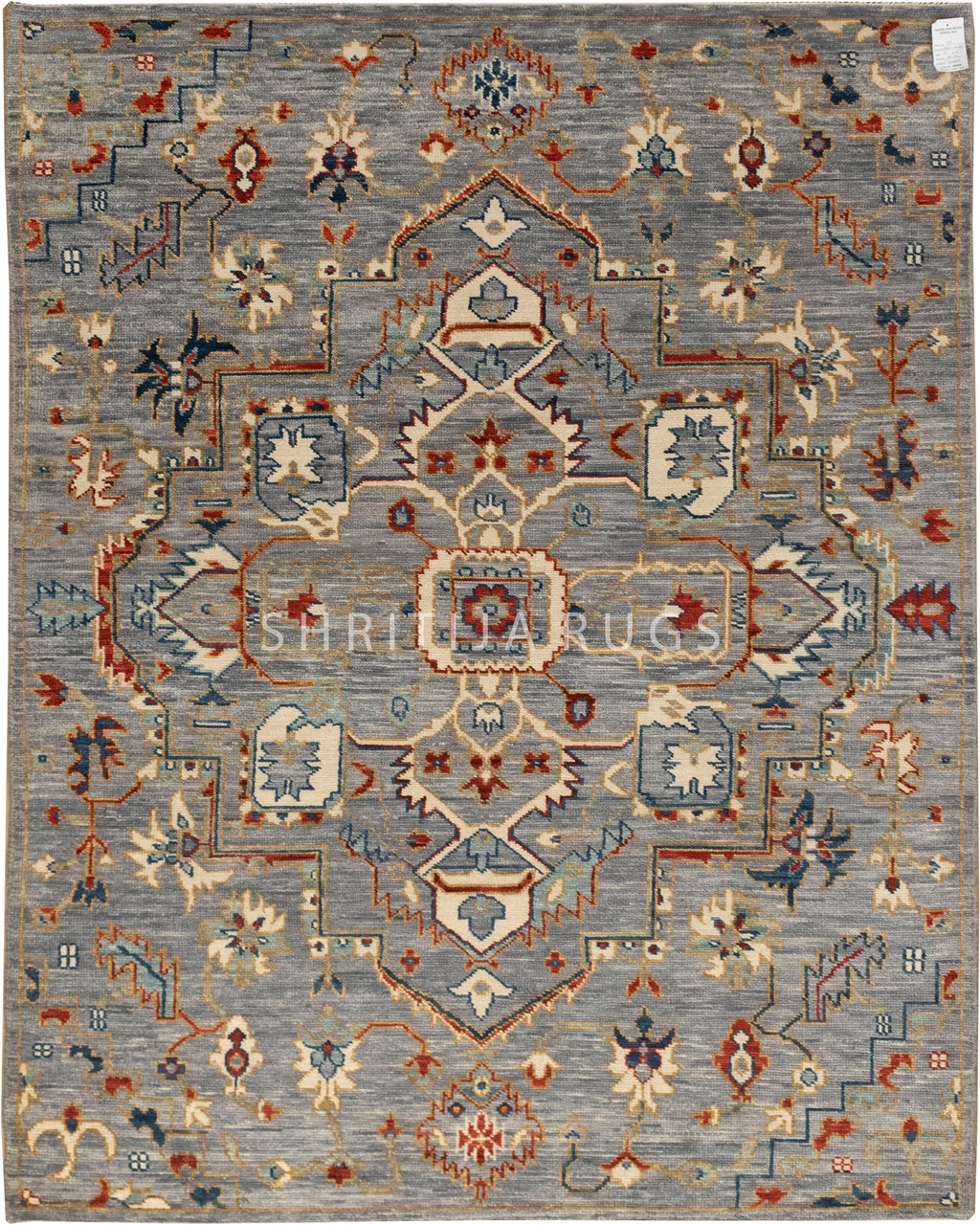Grey Hand knotted Antique Look Mahal Design