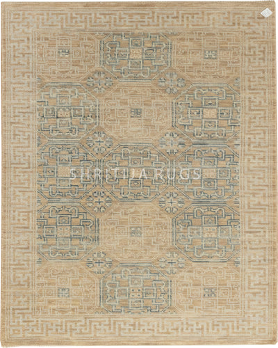 Khotan Faded  Ivory Turkish Hand knotted Rug