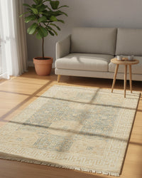 Khotan Faded  Ivory Turkish Hand knotted Rug