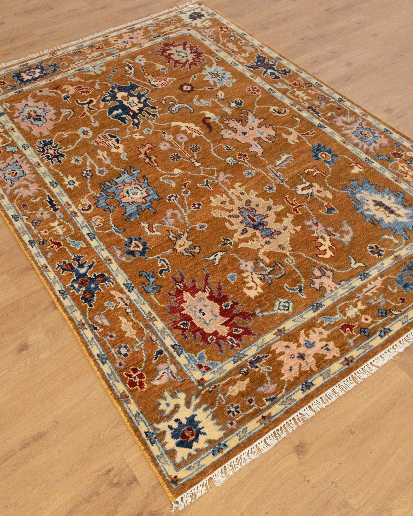 Handcrafted Modern Oushak Rug: A Blend of Tradition and Style