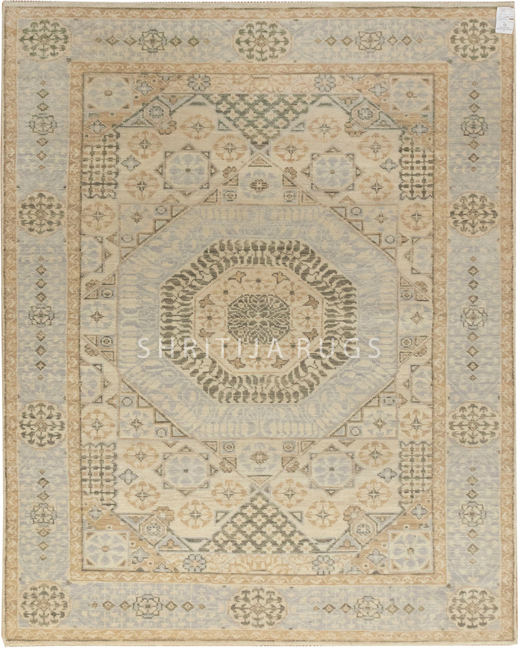 Muted Hand knotted Mamluk Design Rug: Timeless Design Meets Modern Aesthetics
