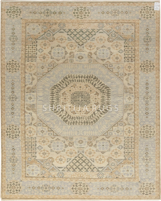 Muted Hand knotted Mamluk Design Rug: Timeless Design Meets Modern Aesthetics