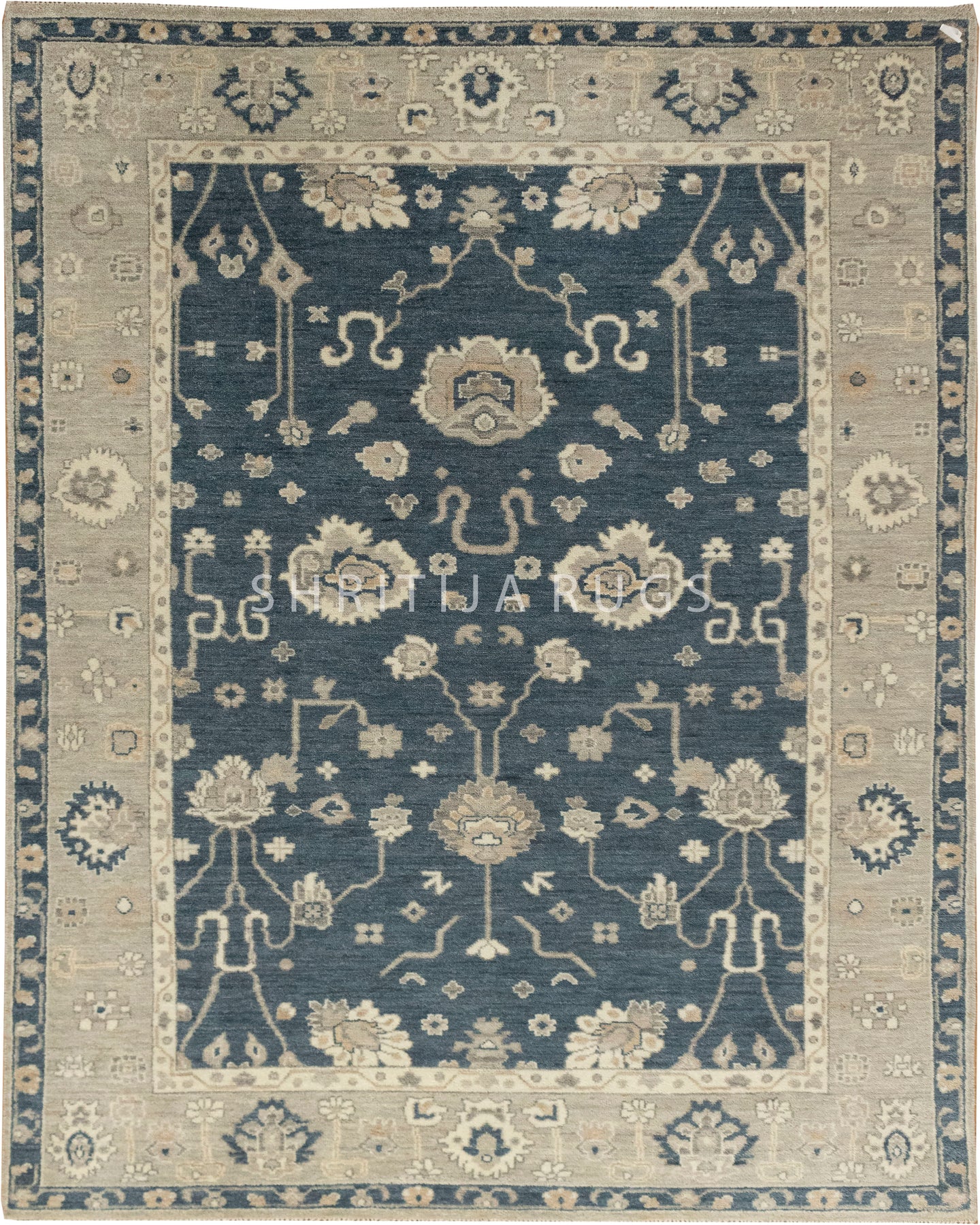 Floral  Modern Oushak Rug: Hand-Knotted Luxury for Any Room