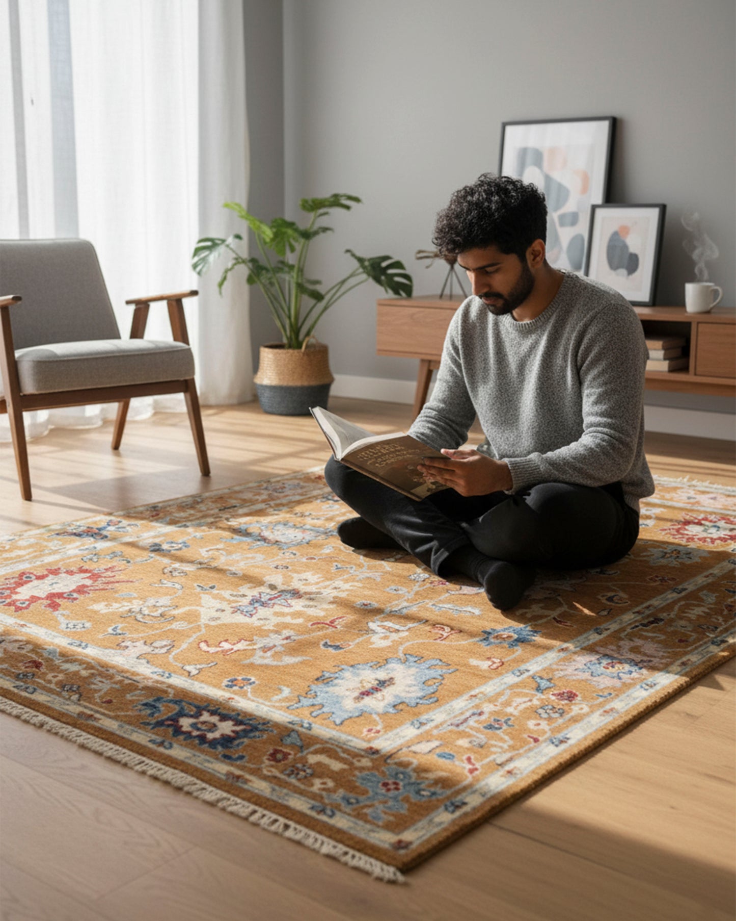 Handcrafted Modern Oushak Rug: A Blend of Tradition and Style