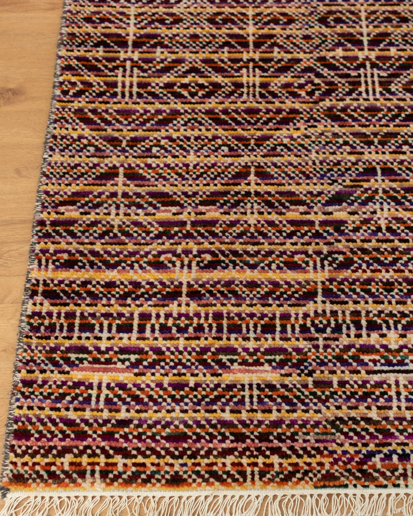 Bohemian-Inspired Hand-Knotted Geometric Rug
