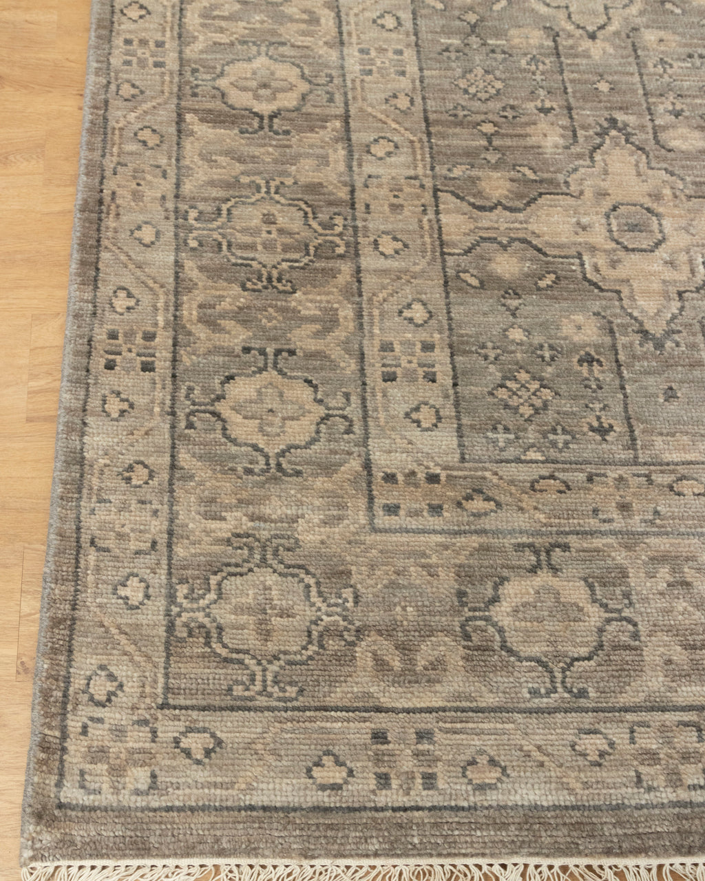 Taupe Floral Gray Trbal Turkish Muted Look Rug