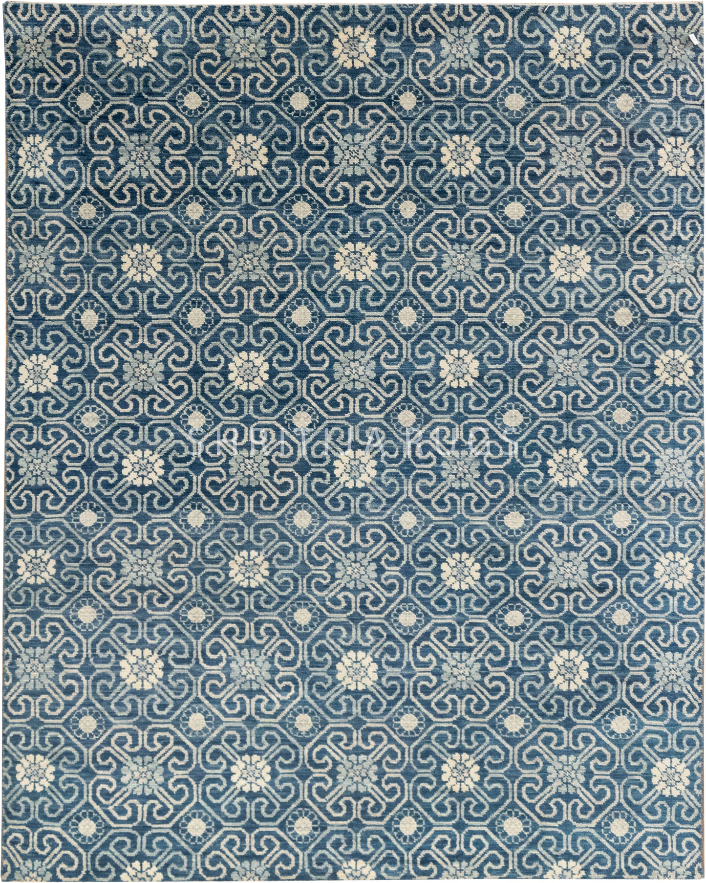 Blue Exquisite Hand-Knotted Oushak Rug: Perfect for Modern Homes