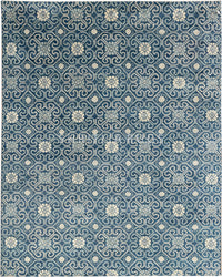Blue Exquisite Hand-Knotted Oushak Rug: Perfect for Modern Homes