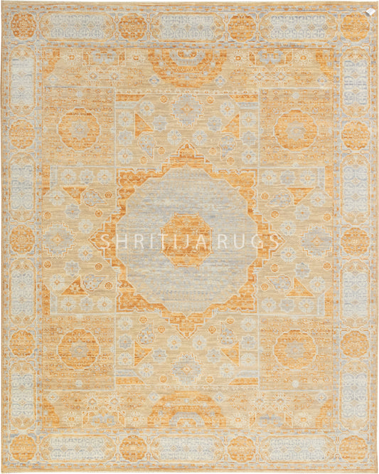 Hand-Knotted Mamluk Pastel colors Rug: Enhance Your Home's Ambiance