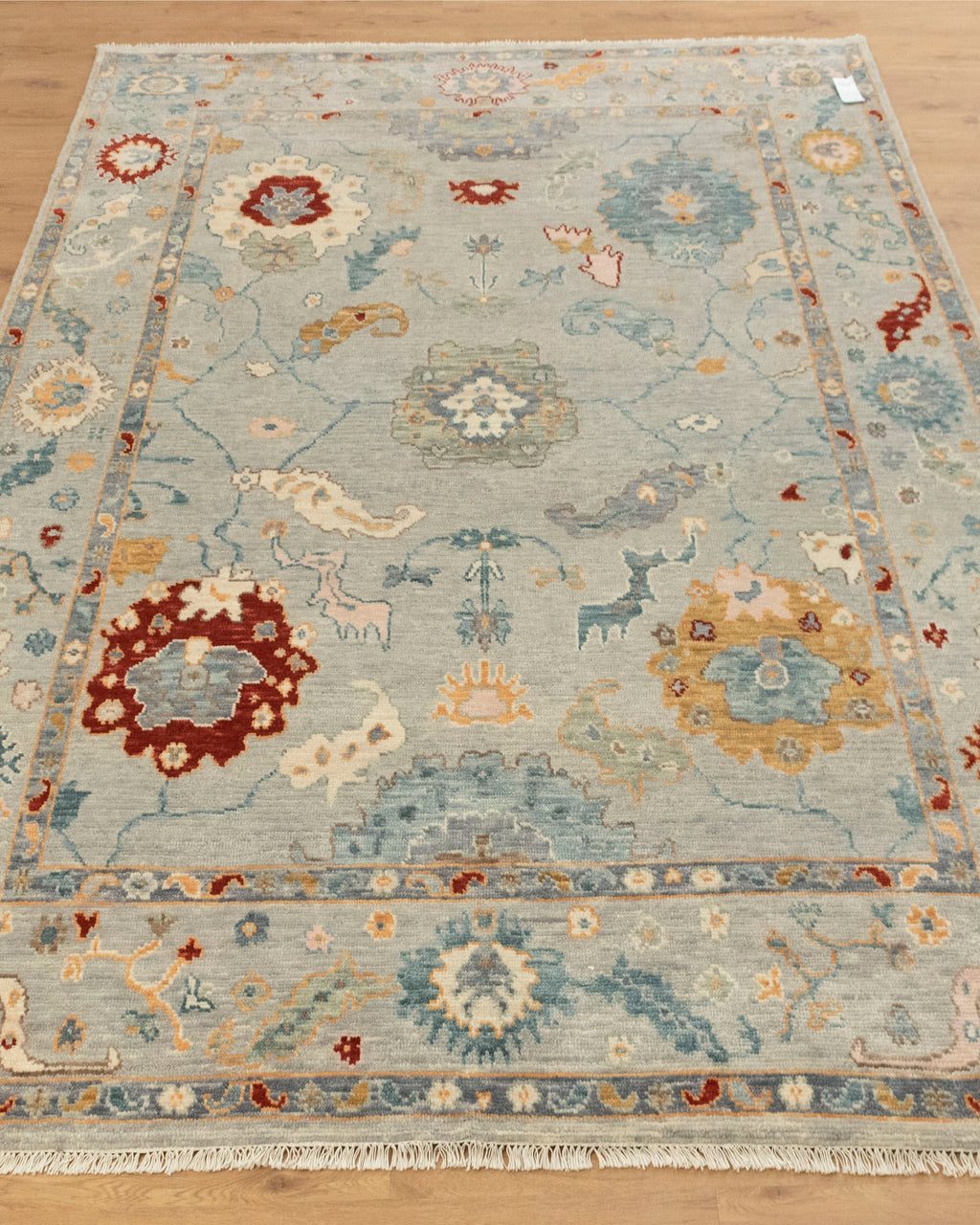 Elegant Hand-Knotted Modern Oushak Rug for Luxurious Living Spaces