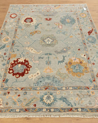 Elegant Hand-Knotted Modern Oushak Rug for Luxurious Living Spaces