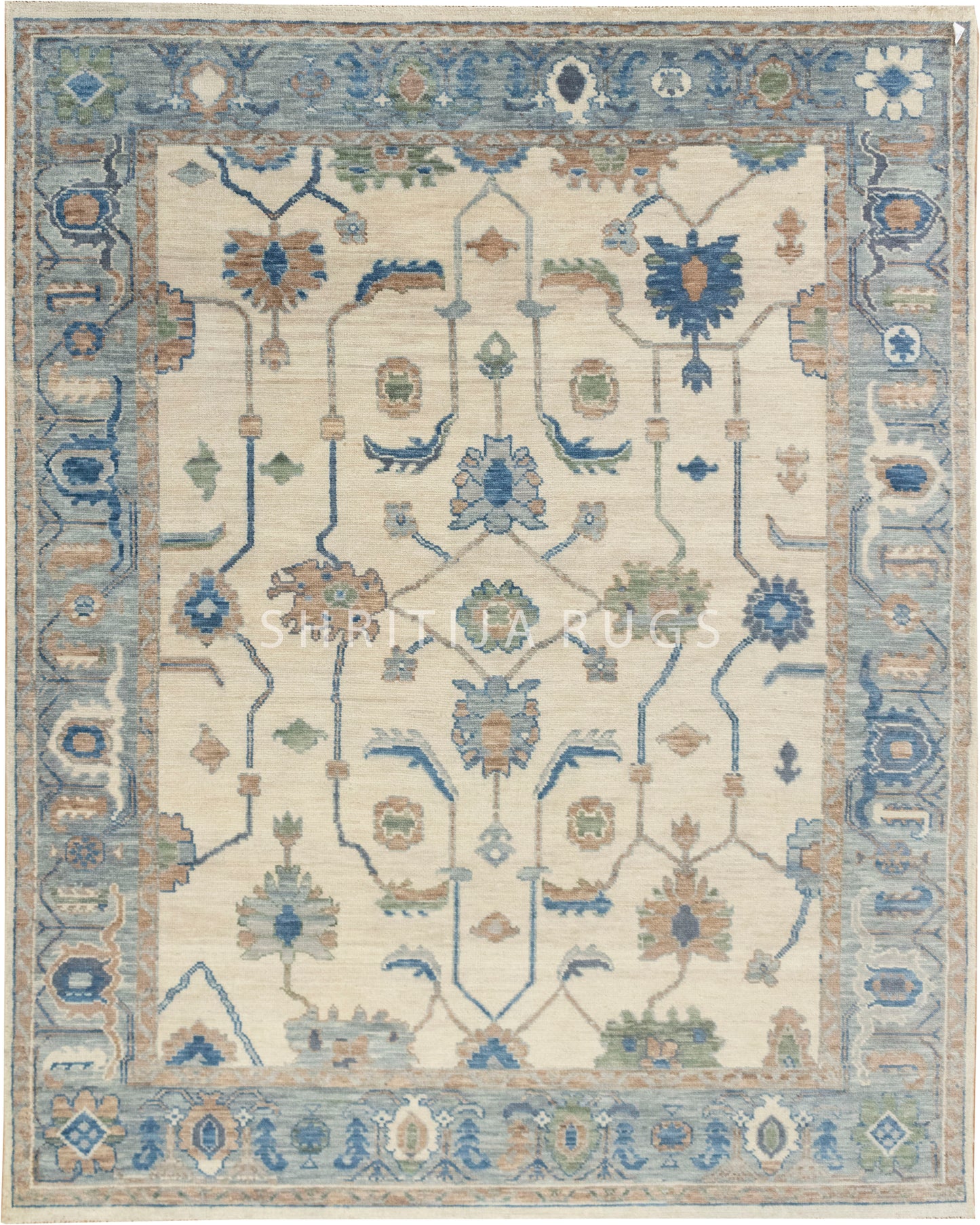 Modern Oushak Rug: Hand-Knotted with Care and Precision
