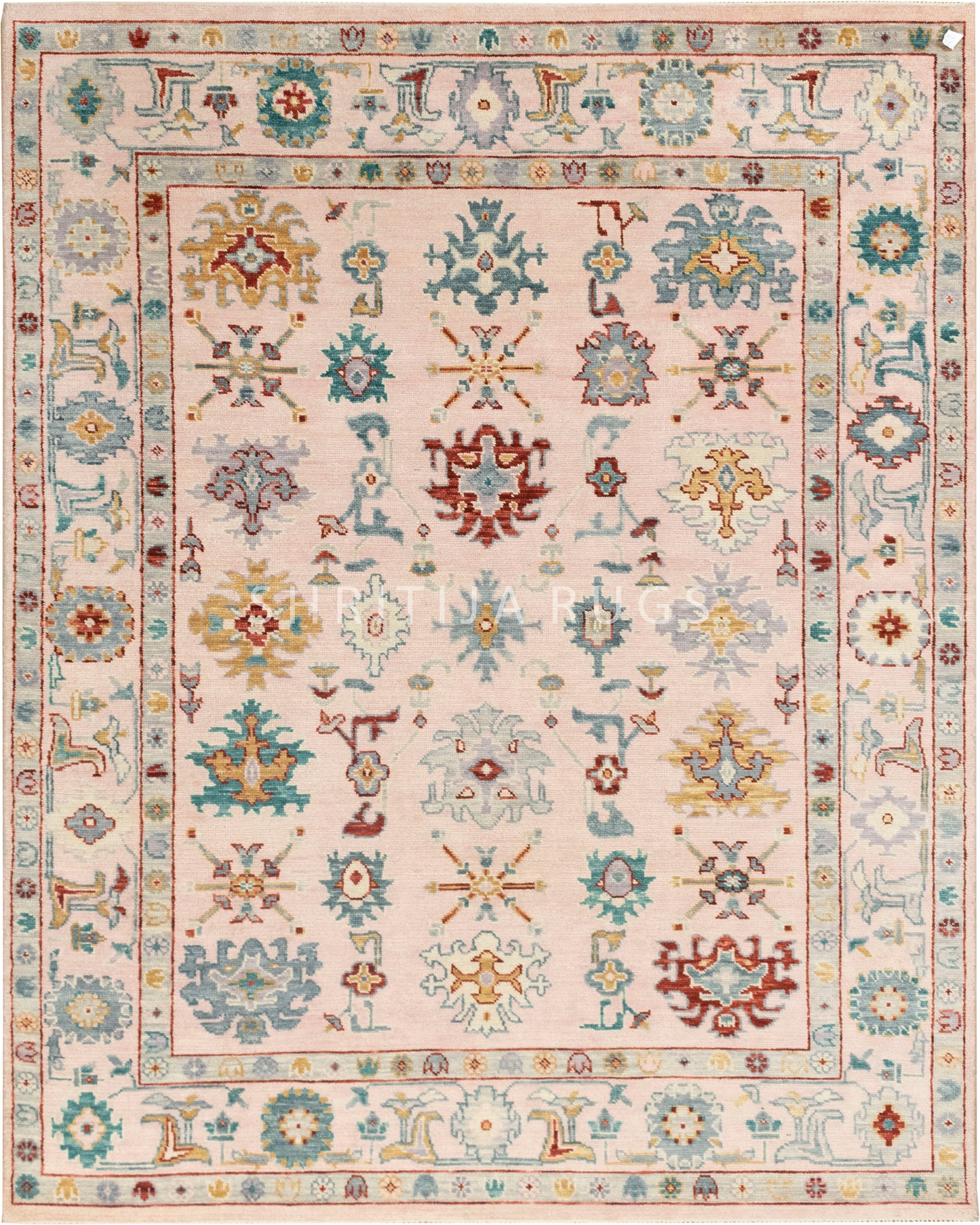 Unique Hand-Knotted Oushak Rug: Elevate Your Interior Decor