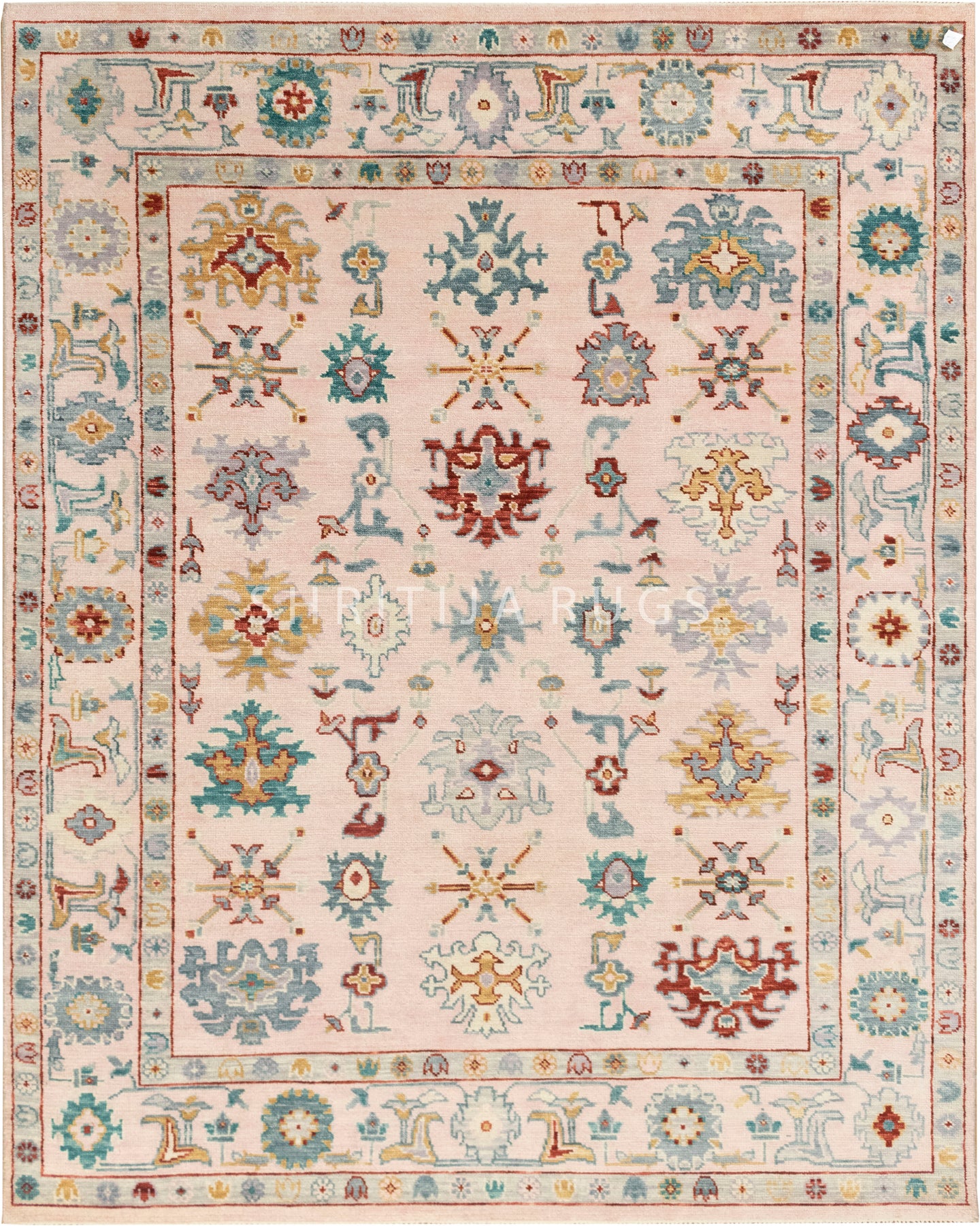 Unique Hand-Knotted Oushak Rug: Elevate Your Interior Decor