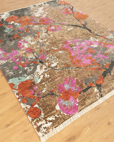 8x10 Natural Forest theme Colorful rug for your bedroom | Shritija Rugs