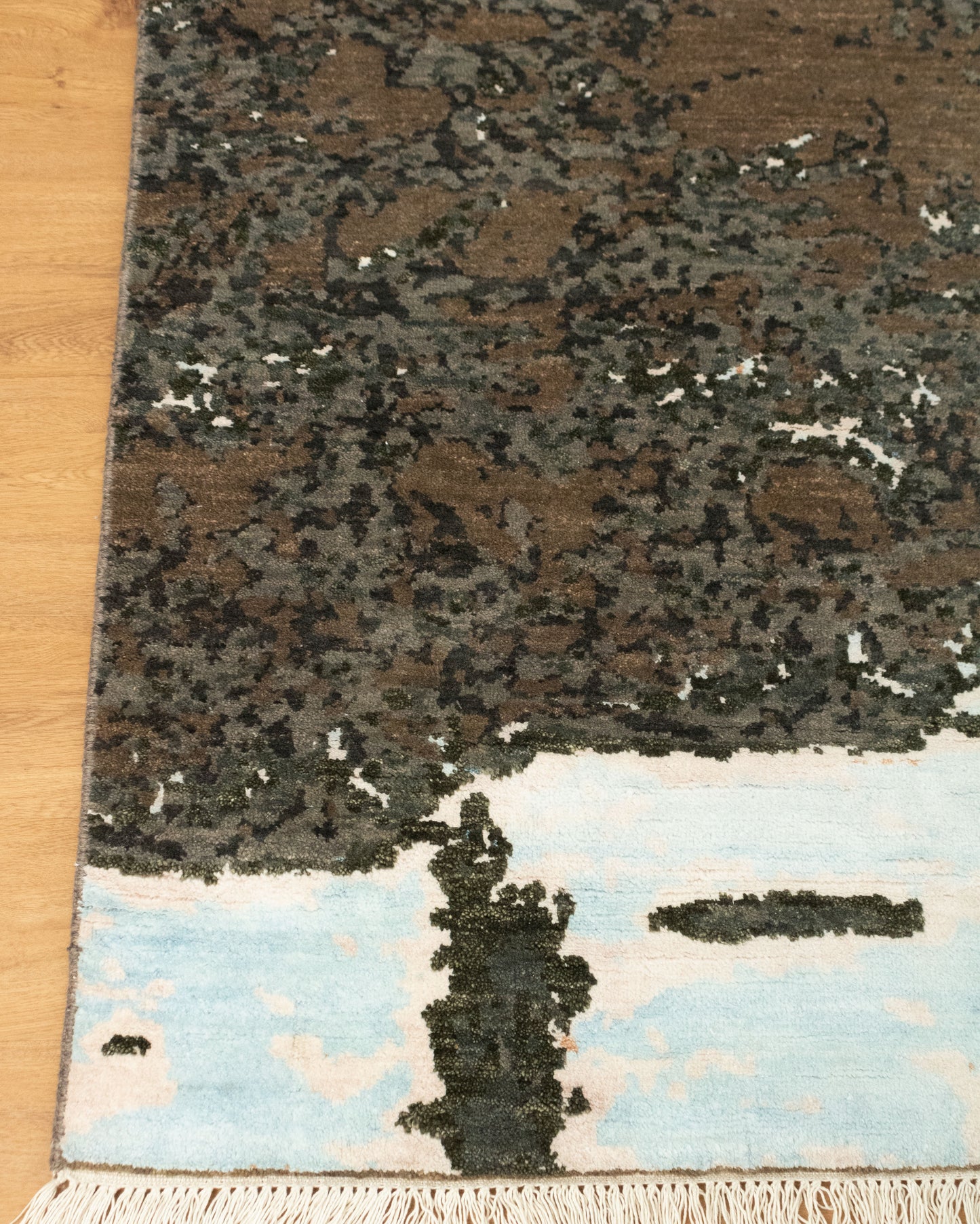 8x10 High Quality Green Grey Abstract Painting Rug for Bedroom | Shritija Rugs