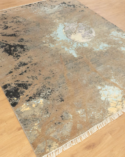 8x10 Omaxe Abstract Carpet Wool & Silk Modern Vintage Living Room Area Rug