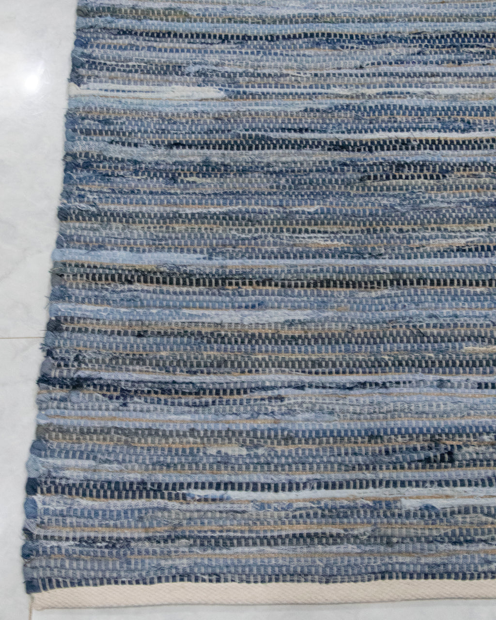 Blue Denim Cotton Kilim Rug...